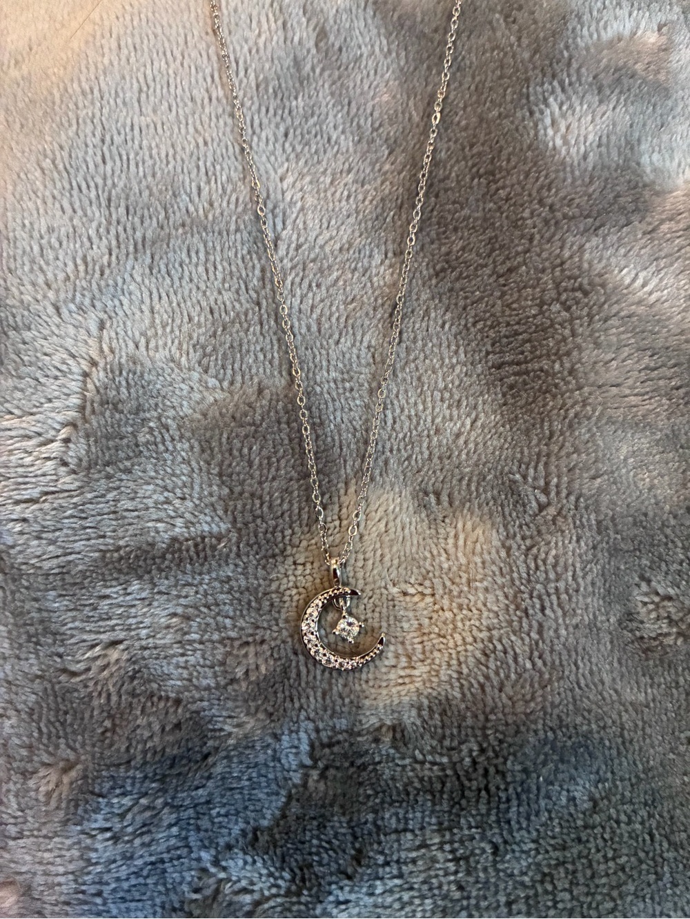 Silver Crescent Moon Pendant Necklace